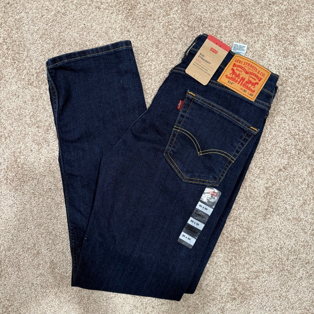Men’s Size 30x30 Levi’s 514 Straight Leg Jeans Blue Dark Wash